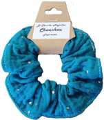 16 Chouchou en coton, double gaze, viscose, satin. Cousu main proche de Montpellier, à Vailhauquès.