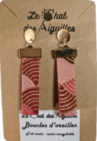 boucle-d-oreille-eventail-rose Boucles d'oreille textiles assorties aux bracelets, accessoires cheveux et lacets en tissu.