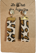 boucle-d-oreille-lacet-leopard-beige Boucles d'oreille textiles assorties aux bracelets, accessoires cheveux et lacets en tissu.