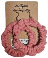 creole-45-tissu-double-gaze-coton-rose-corail-or Boucles d'oreille textiles assorties aux bracelets, accessoires cheveux et lacets en tissu.