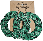 creole-45-tissu-viscose-bandana-vert-noir-blanc Boucles d'oreille textiles assorties aux bracelets, accessoires cheveux et lacets en tissu.