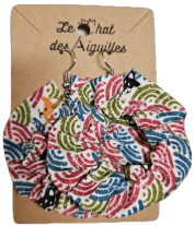 creole-tissu-coton-chien-renard-eventail-bleu-vert-kaki-rouge-bordeaux Boucles d'oreille textiles assorties aux bracelets, accessoires cheveux et lacets en tissu.